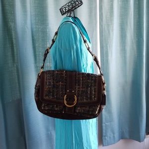 Coach Handbag Leather & Tweed